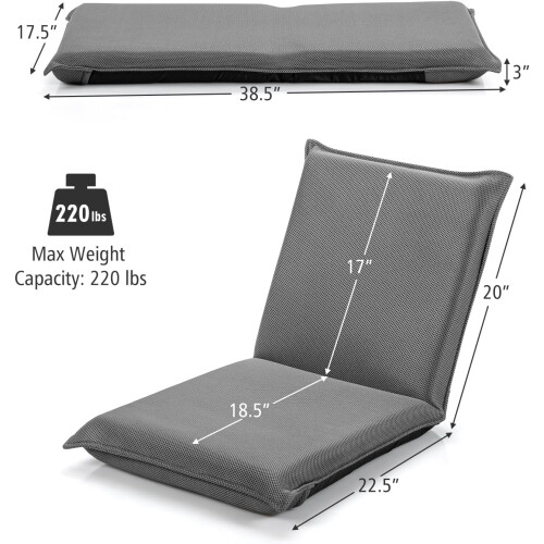 Mesh Floor Chair Adjustable 6-Position Folding Lazy Lounger 2