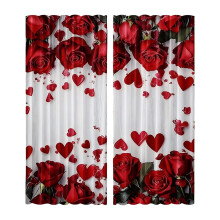 Valentine's Day Curtains Set Red Heart Design 2 pcs 40x28