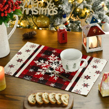 AuroraX Red Christmas Placemats 18x12 inch Snowflake