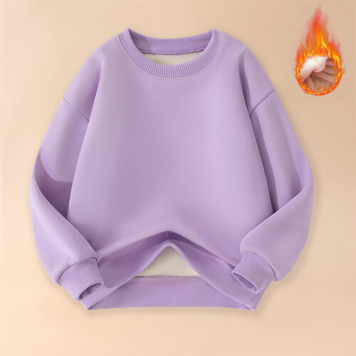 Kids Cotton Pullover Sweatshirt with Elbow Patches Purple 1