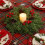Christmas Candle Ring Wreath Flocked Pine Red Berries 6