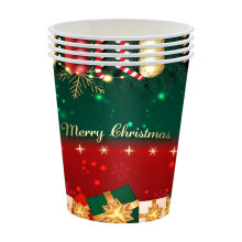 Christmas Disposable Tableware Red Green Paper Cups 32 pcs