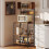Homcom HOMCOM Bakers Rack with Power Outlet, 5 Hooks, Microwave Stand, Brown 1