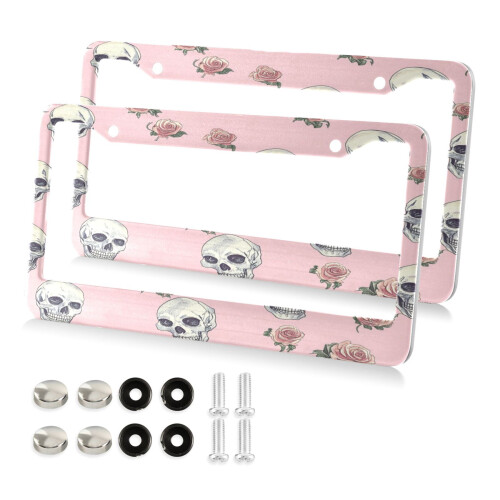 Aluminum License Plate Frame Car Tag Holder 2 Pack