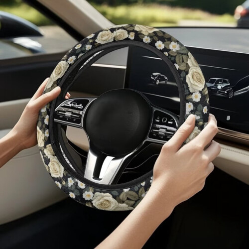 Rose Print Steering Wheel Cover 15 inch 2