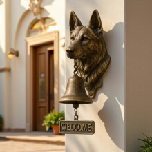 Dog Welcome Back Doorbell 3D German Shepherd Cast Iron