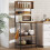 Homcom HOMCOM Bakers Rack with Power Outlet, 5 Hooks, Microwave Stand, Brown 2