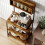 Homcom HOMCOM Bakers Rack with Power Outlet, 5 Hooks, Microwave Stand, Brown 9