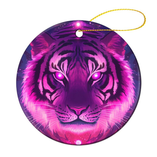 Tiger Christmas Ornament Pink Purple Personalized 2