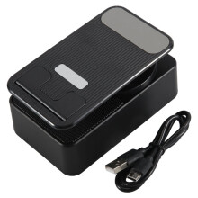 3-I-1 Mobiltelefonhållare, Audio Power Bank, Call Speaker, Multi-Function Folable Rotating Desktop, Black