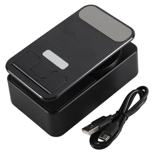 3-In-1 Mobile Phone Holder, Audio Power Bank,  Call Speaker, Multi-Function Foldable Rotating Desktop,Black