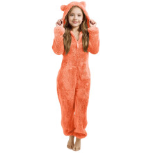 Fleece-Lined Romper Suit with Cat-Eared Hood for Kids 3-12