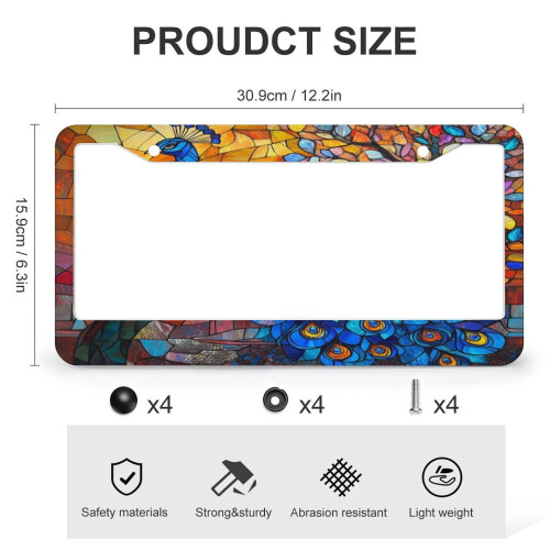 Blue Peacock License Plate Covers Aluminum 2 pcs 2