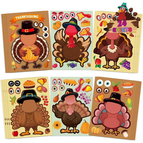 Turkey Stickers Fall Harvest Thanksgiving 24 PCS