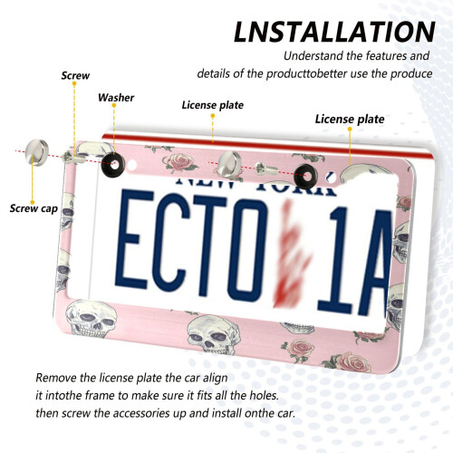 Aluminum License Plate Frame Car Tag Holder 2 Pack 2