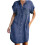 Women's solid color denim mini dress with chest pockets and 1
