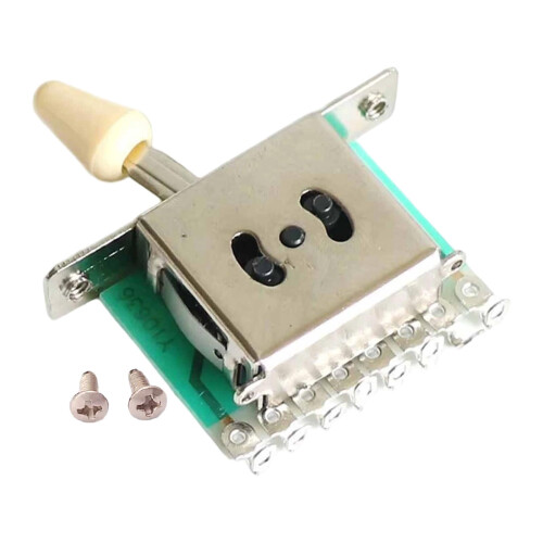 Guitar Pickup Lever Switch with Knob Yellow 5-Way 1