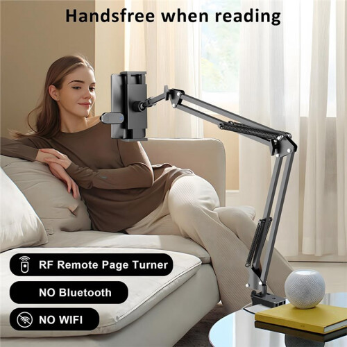 Hands-Free Bedside Tablet Holder with Auto Clicker, Adjustable Desk Arm Stand for Phone Tablets 2