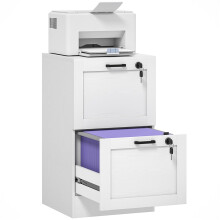 2-Drawer Filing Cabinet with Lock - White