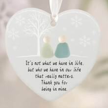 DAMAI Heart Sea Glass Friendship Ornament 1pc