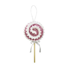 Christmas Lollipop Ornaments Foam Candy Picks with Bow Pink