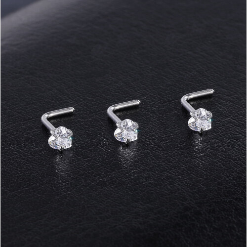 Heart Nose Stud L-Shaped 20g 6-Piece Set 2