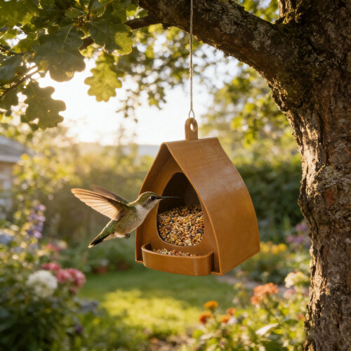 Open Design Bird Feeder Hut Shape with Top Hook 2