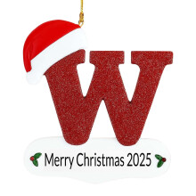 Christmas Letter Ornament Personalized Initial W White