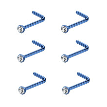Crystal Nose Stud Piercing L-Shaped 20G