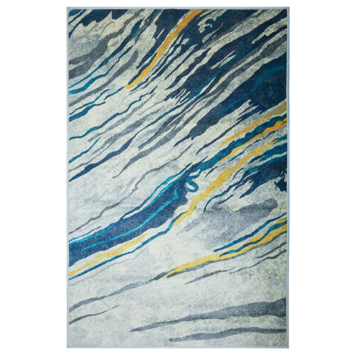 Square Area Rug Retro Abstract Design Washable Non-Slip