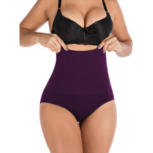 Women's High-Waist Seamless Body Shaper Briefs Black Size