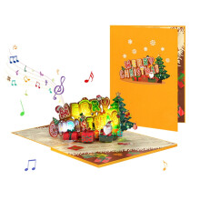 3D Christmas Greeting Card with Music for Home Office Decor