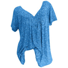 Women's Sequin Tops Plus Size Deep V Half Sleeve