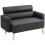 Small Faux Leather 2 Seater Sofa Settee - Black 1