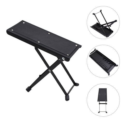 HOMEMAXS Guitar Foot Stool Heavy Duty Foldable Black