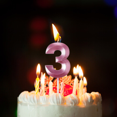 Birthday Candle Number 3 Multicolor 3D Cake Topper 1