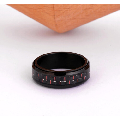 Carbon Fiber Spinner Ring Black Blue Silver 8mm Stainless 2