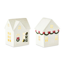 Leutsin LED Ceramic Christmas House White 6 inch