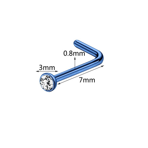 Crystal Nose Stud Piercing L-Shaped 20G 2
