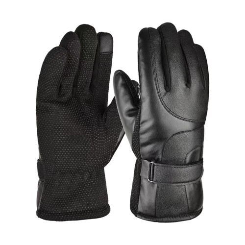Men's Leather Gloves Waterproof PU Lined Warm 1