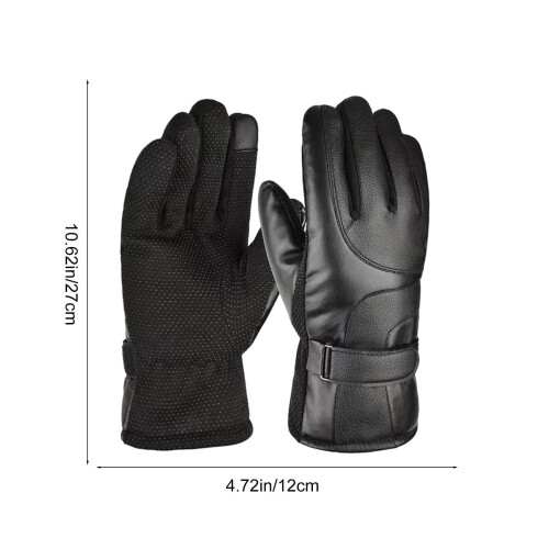 Men's Leather Gloves Waterproof PU Lined Warm 2