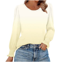 Women's Long Sleeve Business Casual Blouse with Smocked