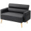 Small Faux Leather 2 Seater Sofa Settee - Black 2