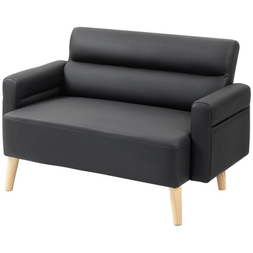 Small Faux Leather 2 Seater Sofa Settee - Black 1