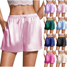 Women's Silk Satin Pajama Shorts with Pockets