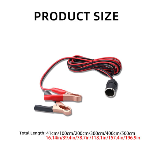 Car Alligator Clamp Power Cable 12V 24V Female Socket 2