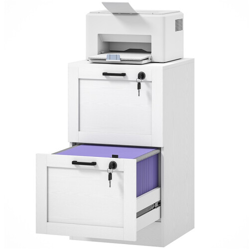 2-Drawer Filing Cabinet with Lock - White 1