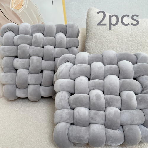 Twisted Braided Throw Pillows Square Plush 2 pcs 1