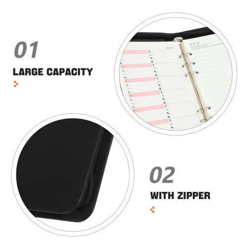 Zipper Padfolio Binder Organizer PU Portfolio 1 Pack 2