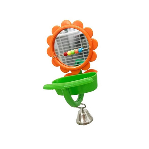 Plastic Bird Bath Feeder with Mirror and Sunflower Design